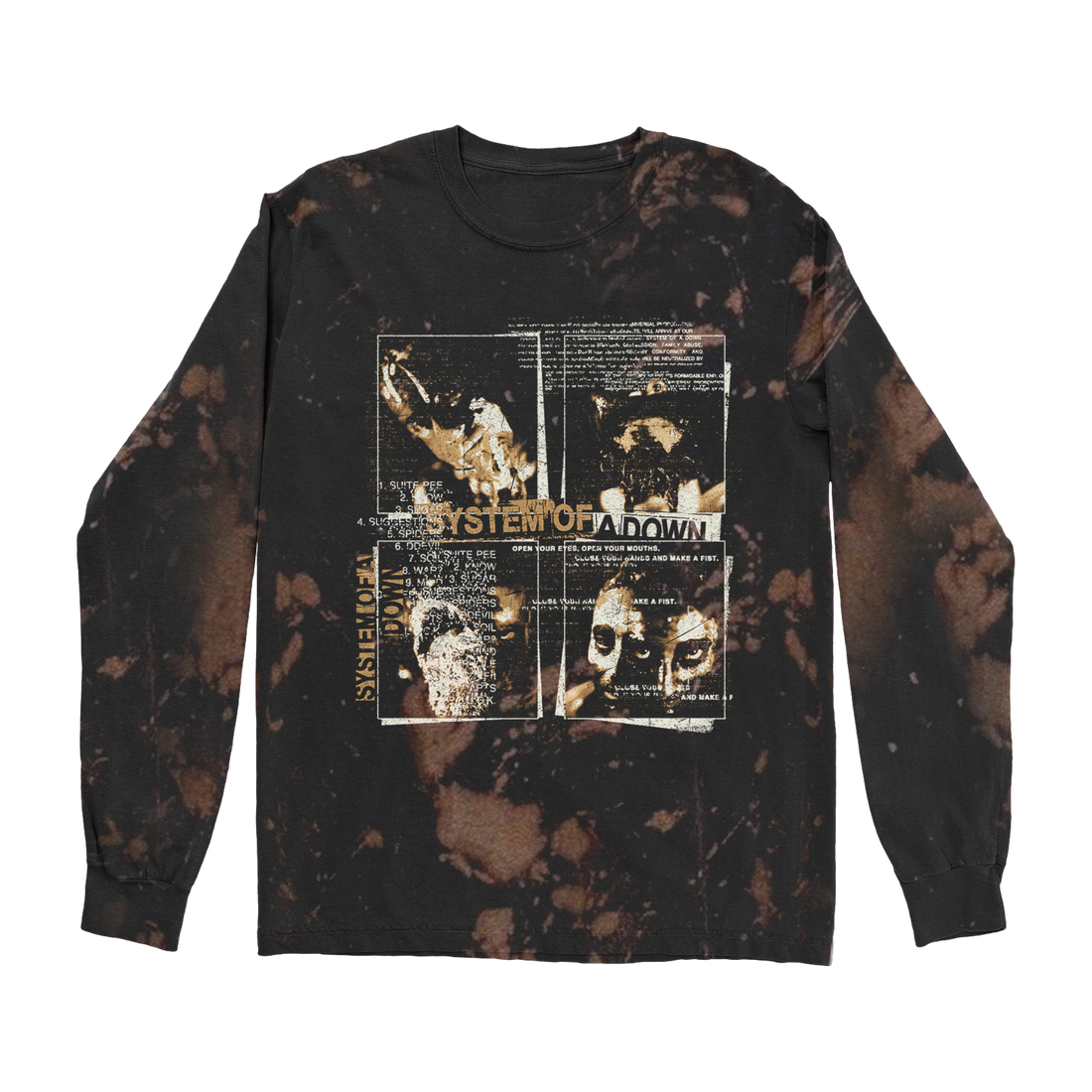 Self-Titled Painted Faces Bleach-Dye Long Sleeve – System of a Down