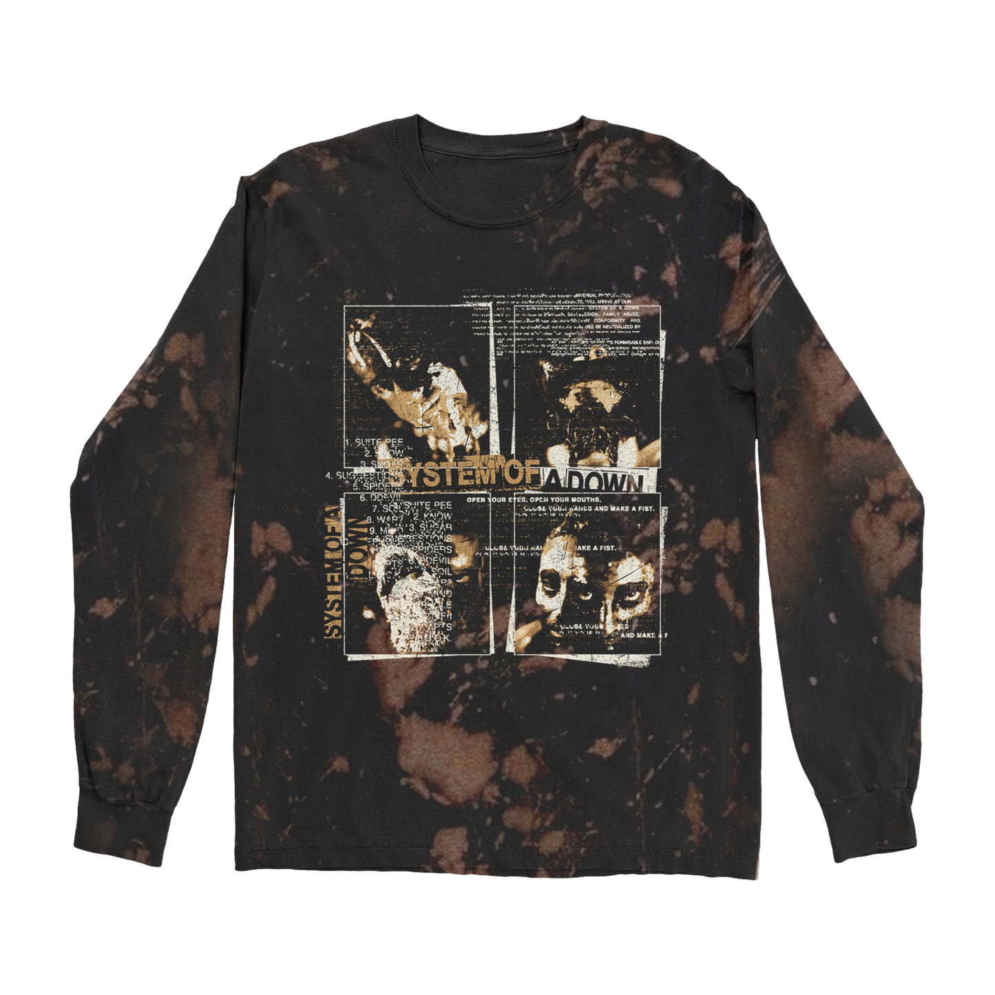 Self-Titled Painted Faces Bleach-Dye Long Sleeve